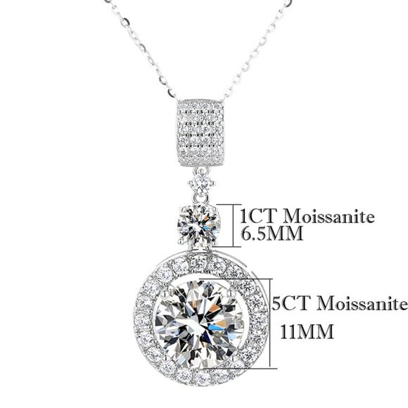 Certified 6ct. t.w. Moissanite Diamond Halo Pendant Necklace NEW - Picture 12 of 15